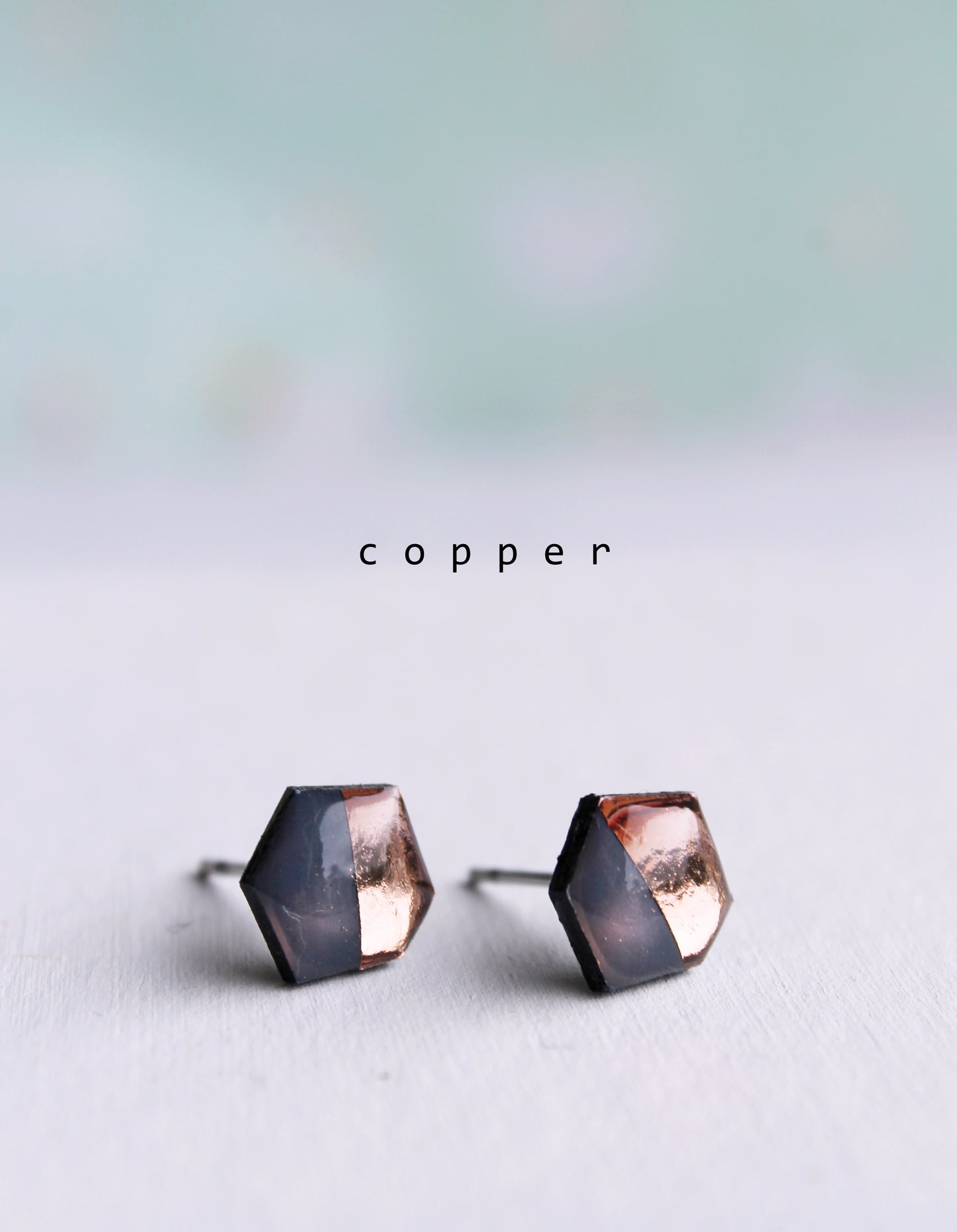 THE NUGGET STUDS in deep blue grey / gold, silver, or copper