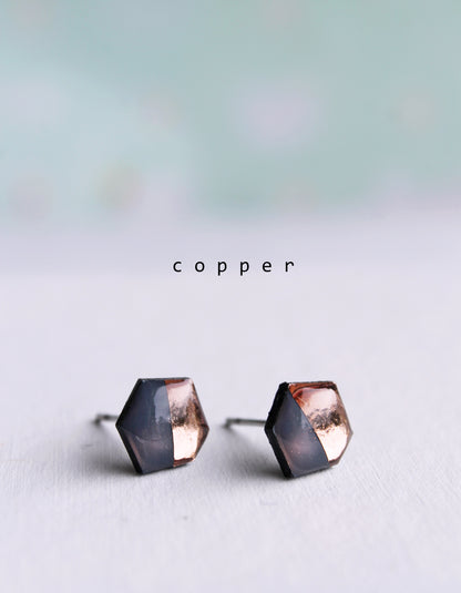 THE NUGGET STUDS in deep blue grey / gold, silver, or copper