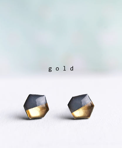 THE NUGGET STUDS in deep blue grey / gold, silver, or copper
