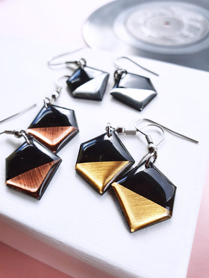 30% OFF The NUGGETS / 2x silver left / upcycled vinyl record earrings