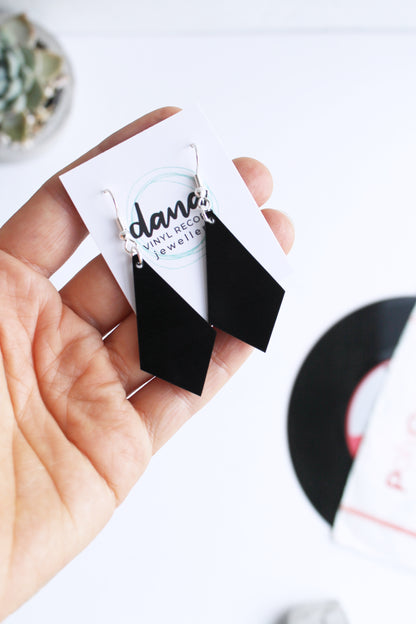 Geometric vinyl record earrings by Dana Jewellery