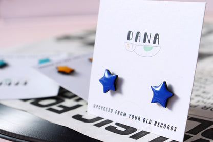 STAR STUDS / 8 colours / upcycled vinyl record jewellery