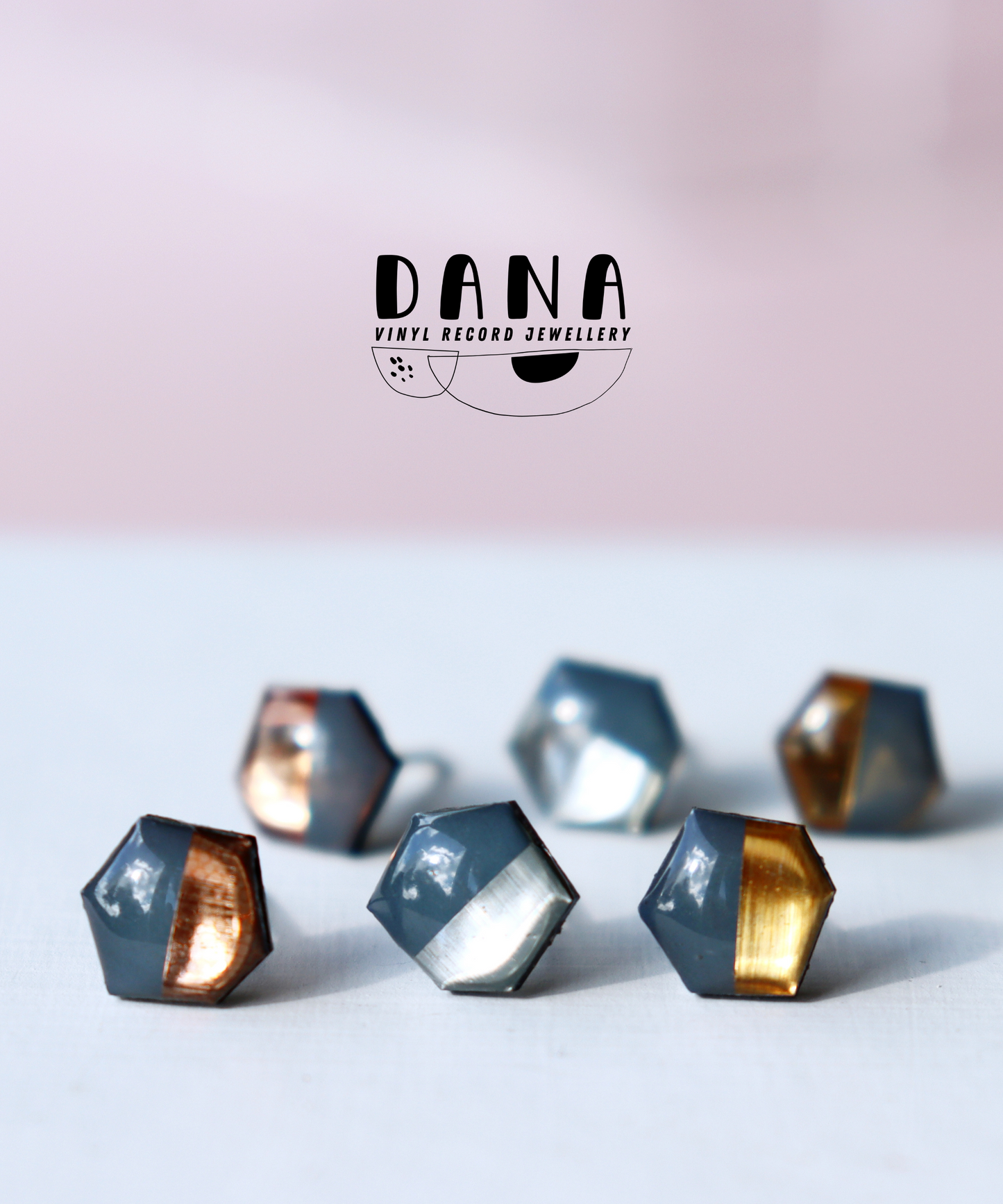 THE NUGGET STUDS in deep blue grey / gold, silver, or copper