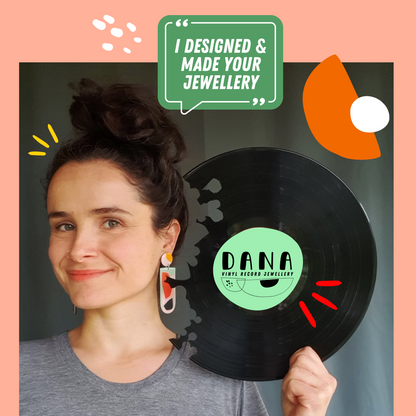 Arch vinyl record earrings in plain black