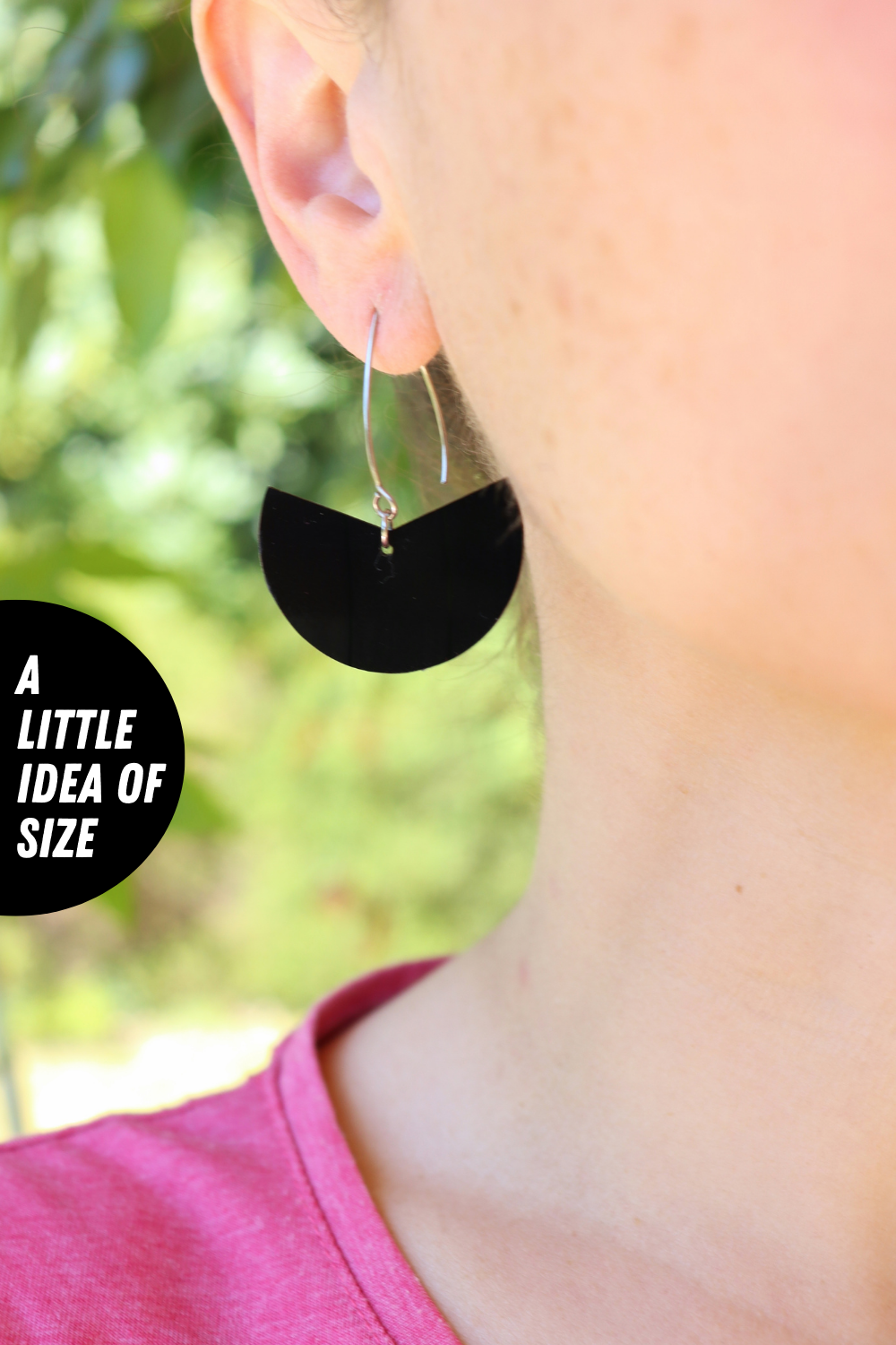 Elegant upcycled black vinyl record earrings with a subtle hint of silvery grey label / ONE OF A KIND