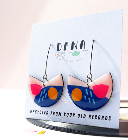 PACMAN in blue, yellow, pink / unique upcycled Irish design