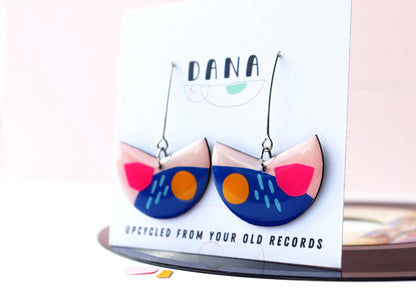 PACMAN in blue, yellow, pink / unique upcycled Irish design